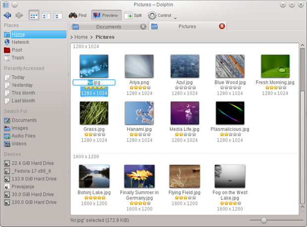 Dolphin filemanager in KDE Software Compilation (620 pix)
