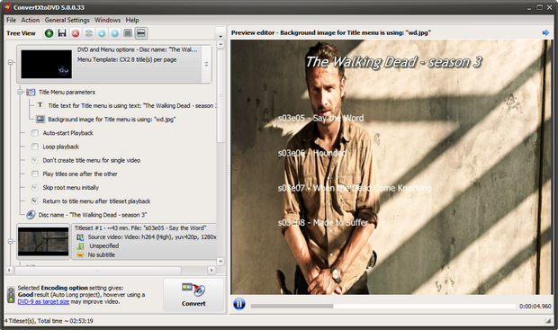 ConvertXtoDVD 5.0 screenshot (620 pix)