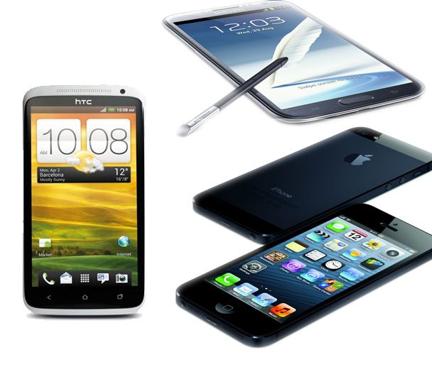 HTC One X, Samsung Galaxy Note II en iPhone 5