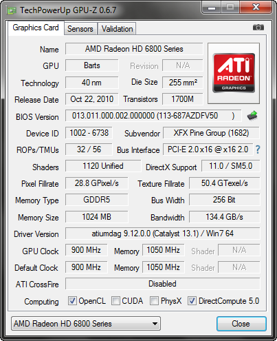 GPU-Z 0.6.7 screenshot