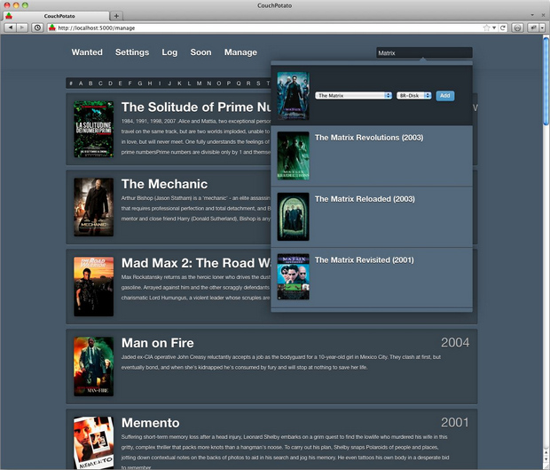 CouchPotato screenshot (620 pix)