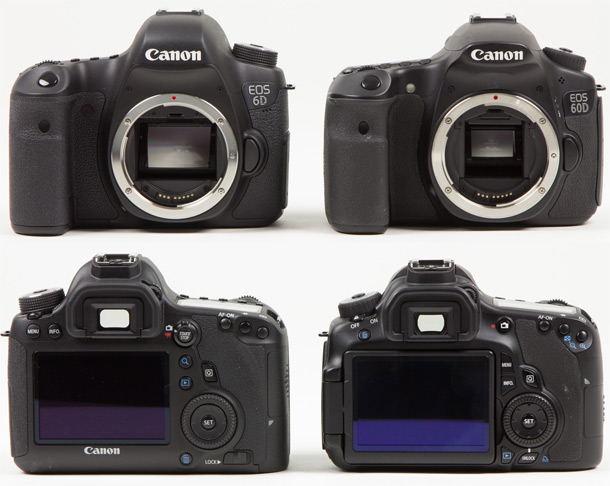 Vergelijking EOS 6D vs. EOS 60D front back gr