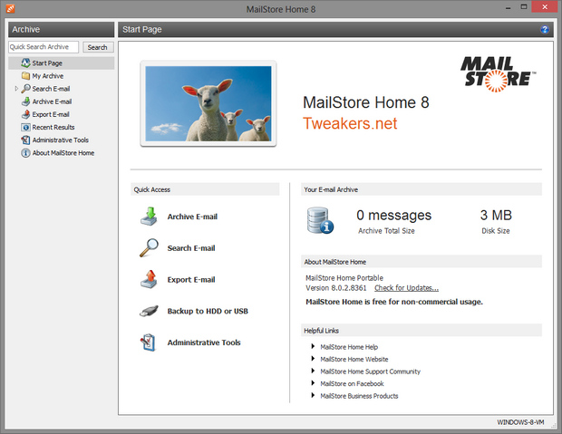 MailStore Home screenshot (620 pix)