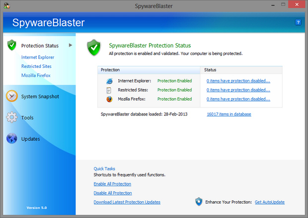 SpywareBlaster 5.0 screenshot (620 pix) SpywareBlaster 5.0 screenshot (620 pix)