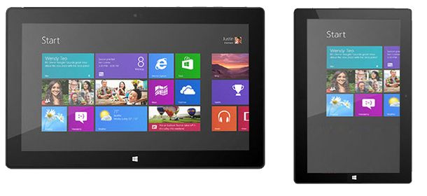Mockup: Microsoft Surface Pro en 7&quot;-versie ernaast