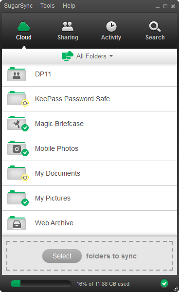 SugarSync 2.0.18 screenshot