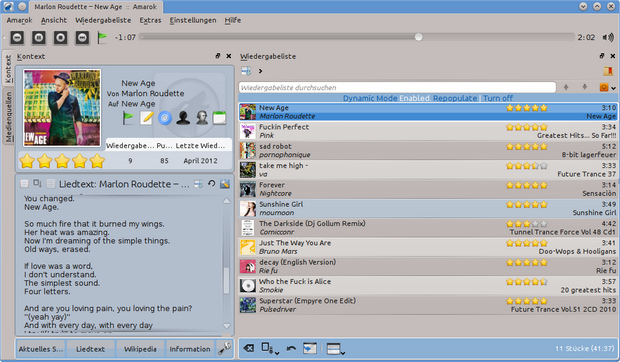 Amarok screenshot (620 pix)