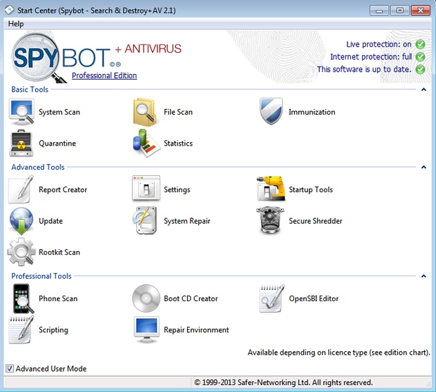 Spybot - Search & Destroy 2.1 screenshot