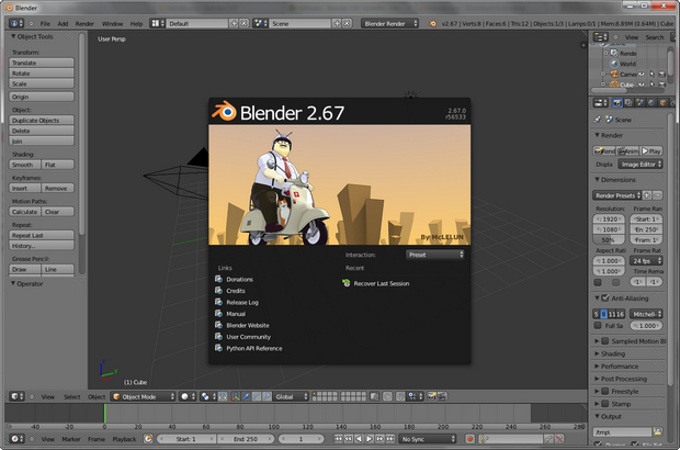 Blender 2.67 screenshot (620 pix)