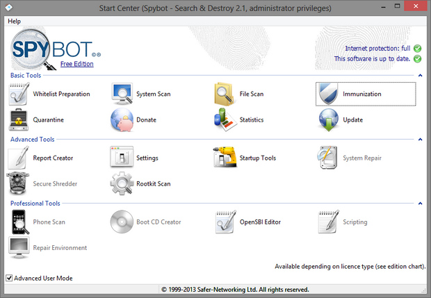 Spybot - Search & Destroy 2.1 screenshot