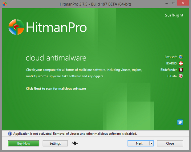 HitmanPro 3.7.5 bèta screenshot (620 pix)