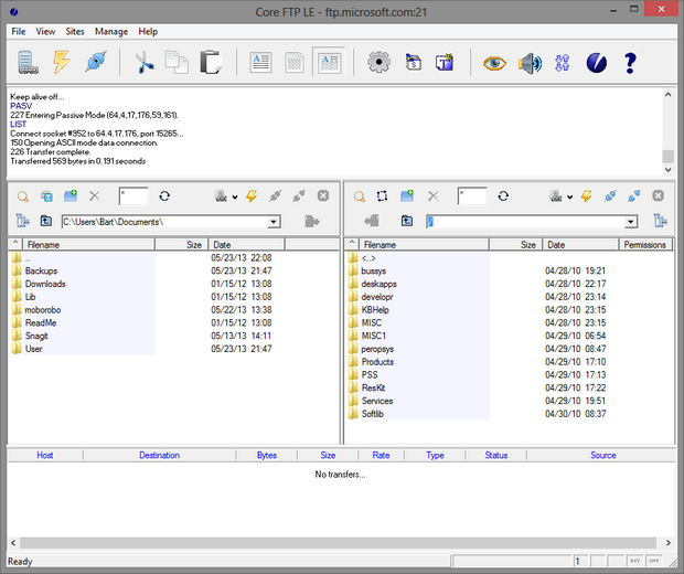Core FTP LE screenshot (620 pix)