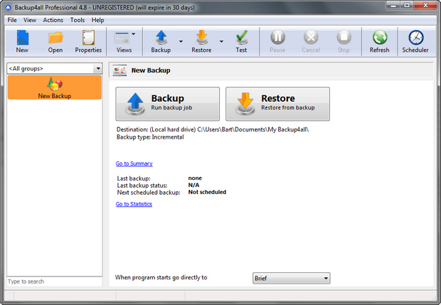 Backup4all screenshot (620 pix)