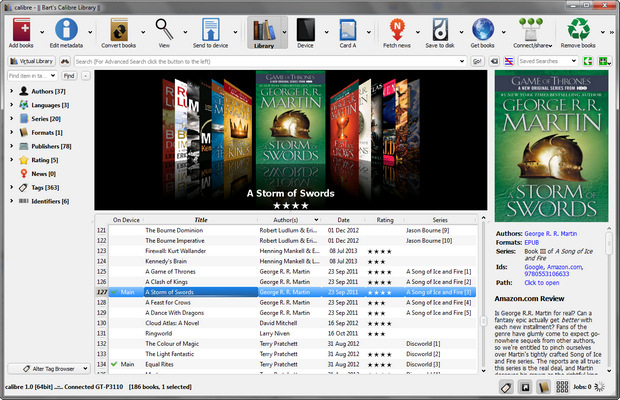 Calibre 1.0 screenshot (620 pix)