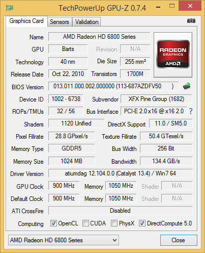 GPU-Z 0.7.4 screenshot