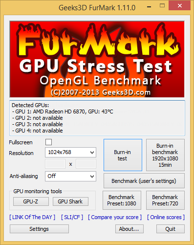 FurMark 1.11.0 screenshot