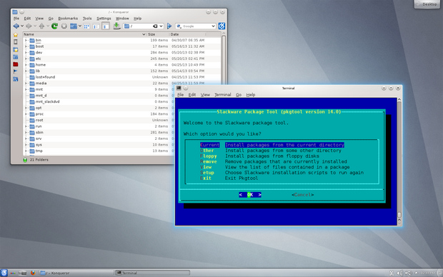 Slackware 14.0 met KDE screenshot (620 pix)