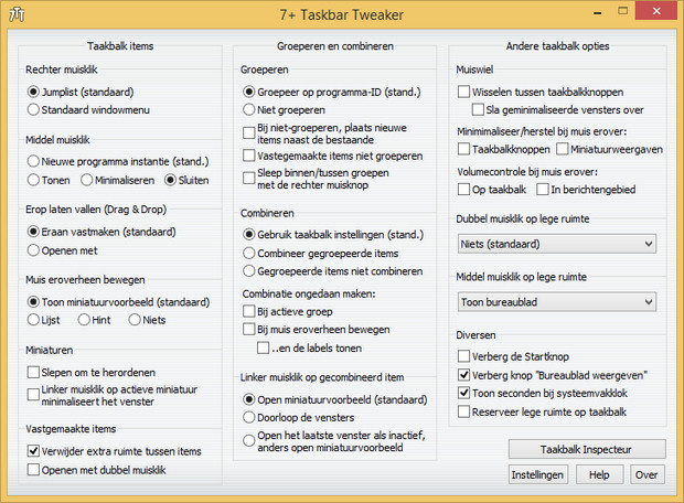 7+ Taskbar Tweaker 4.4 screenshot (620 pix)