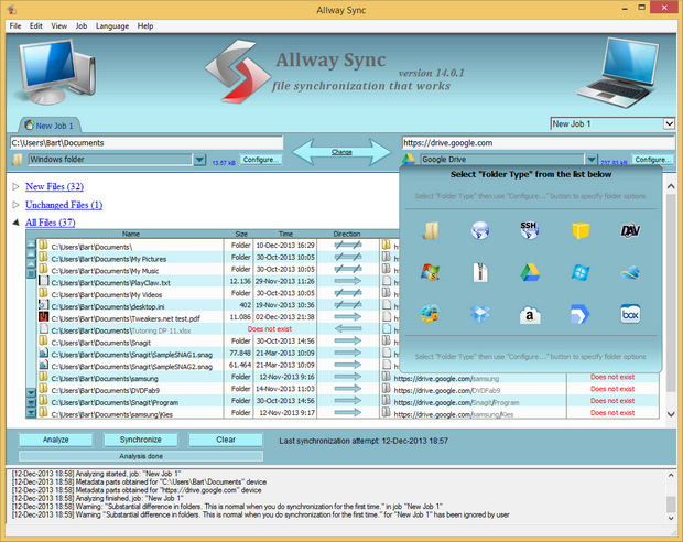 Allway Sync screenshot (620 pix)