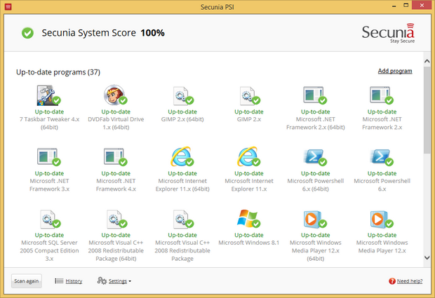 Secunia Personal Software Inspector 3.0 screenshot (620 pix)