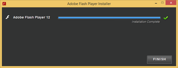 Adobe Flash Player 12 installatie screenshot (620 pix)