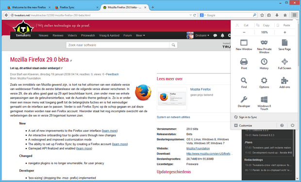 Mozilla Firefox 29 screenshot (620 pix)