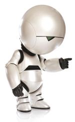 Marvin: Here I am, the brain the size of a planet, and they ask me to stand next to an article about robots. Call that job satisfaction? Cause I don't