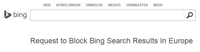 Bings formulier voor recht om vergeten te worden