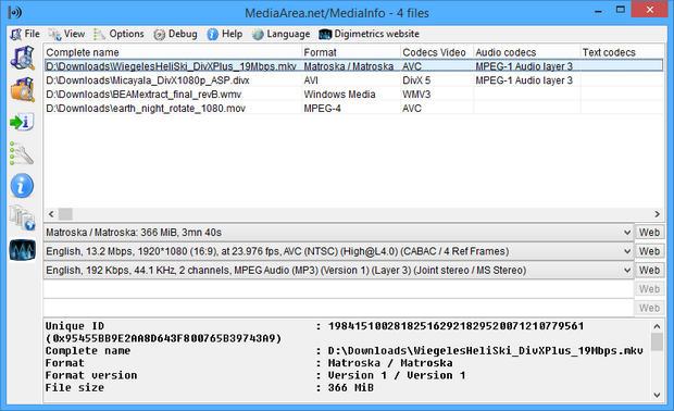 MediaInfo screenshot (620 pix) MediaInfo screenshot (620 pix)