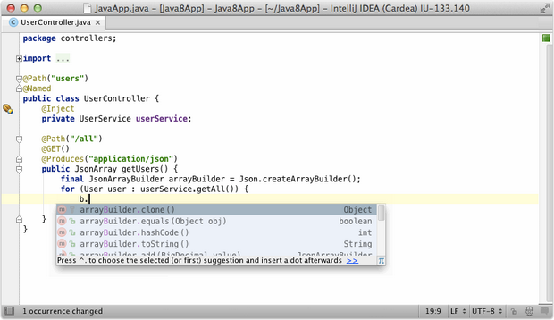 IntelliJ Idea 14 screenshot (620 pix)