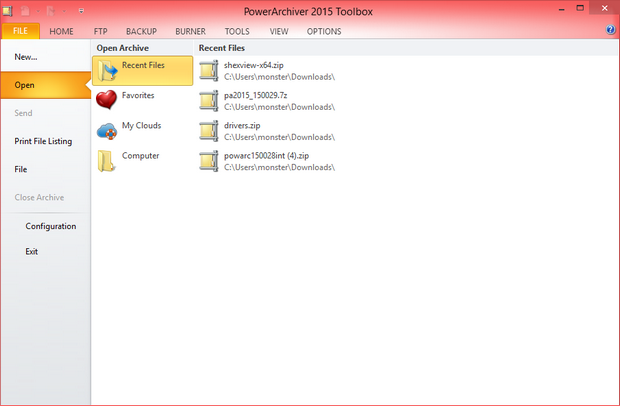 PowerArchiver 2015 screenshot (620 pix)