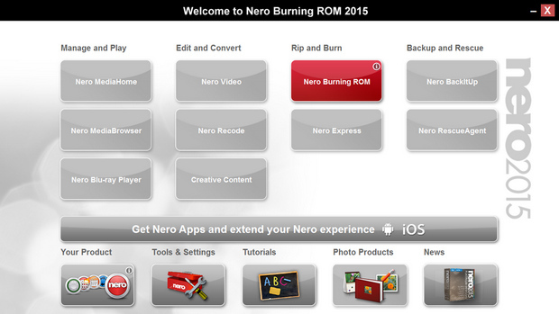 Nero Burning ROM 2015 screenshot (620 pix) Nero Burning ROM 2015 screenshot (620 pix)