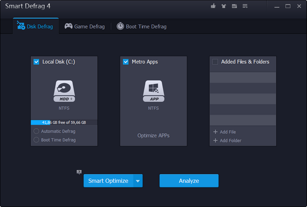 IObit Smart Defrag screenshot (620 pix)