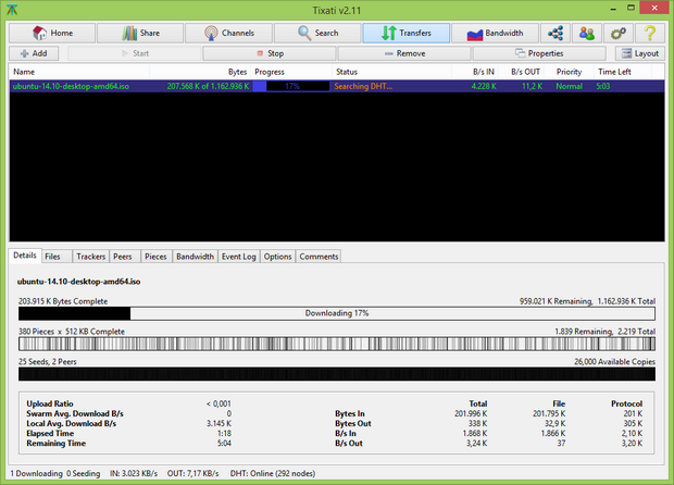 Tixati screenshot (620 pix)