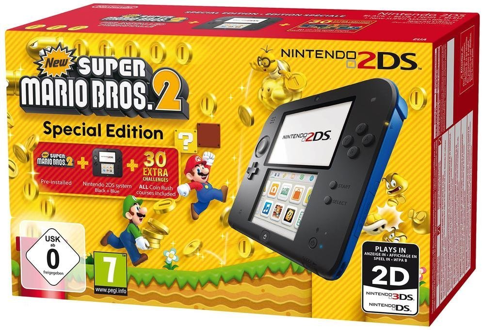 ニンテンドー3DS/2DS New Super Mario Bros. 2 (Nintendo 3DS) Nintendo 2DS Zwart/Blauw + New Super Mario Bros. 2: beste prijs