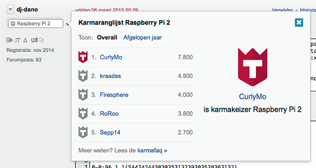 Karma-badge en karma-overlay