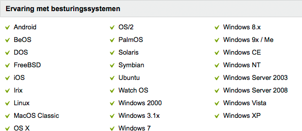 Tweakers CV - Besturingssystemen