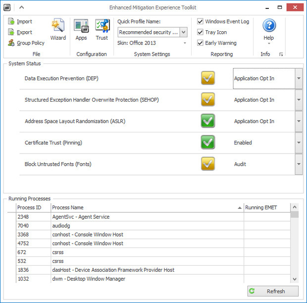 Enhanced Mitigation Experience Toolkit screenshot (620 pix)