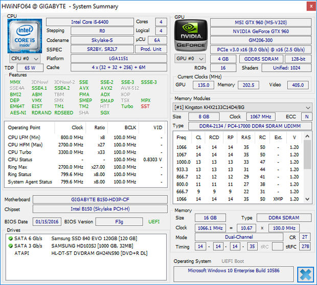 HWiNFO64 5.22 screenshot (620 pix)