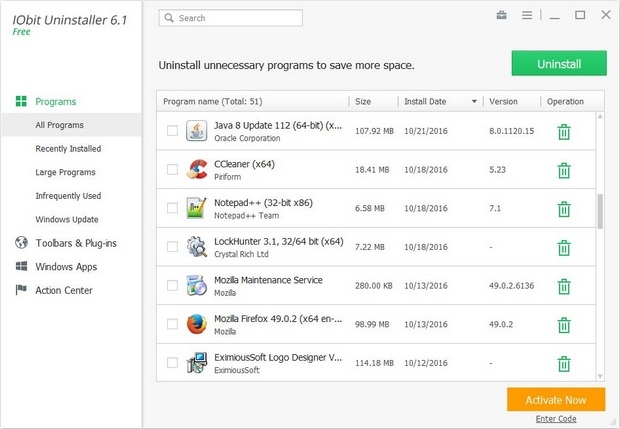 IObit Uninstaller 6.1 screenshot (620 pix)