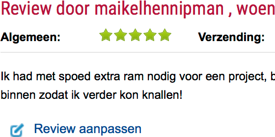 Shopreview aanpassen nieuw