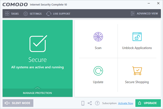 Comodo Internet Security 10.0 screenshot (620 pix)