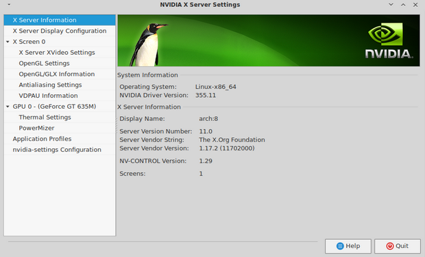 	Nvidia Linux Display Driver screenshot (620 pix)