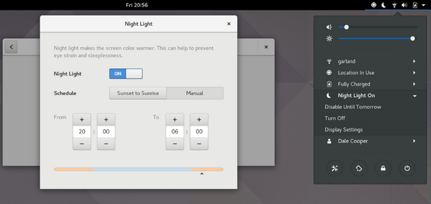 Night Light in Gnome 3.24 (620 pix)
