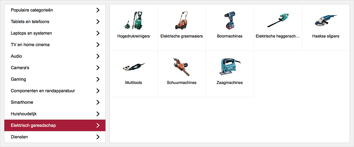 Categoriebrowser elektrisch gereedschap