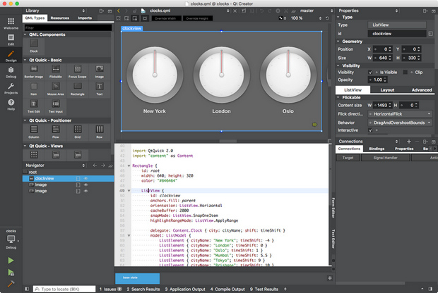 Qt Quick Designer with integrated code editor
