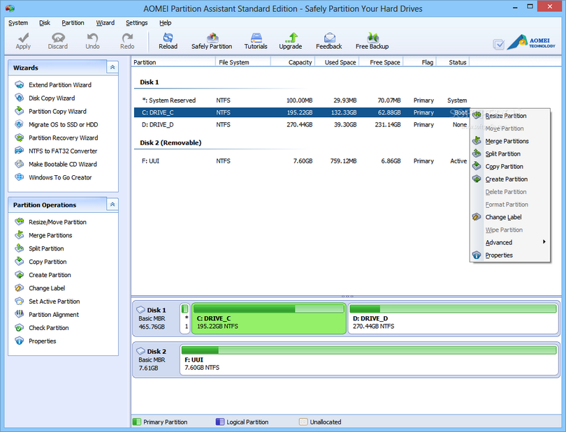 AOMEI Partition Assistant screenshot