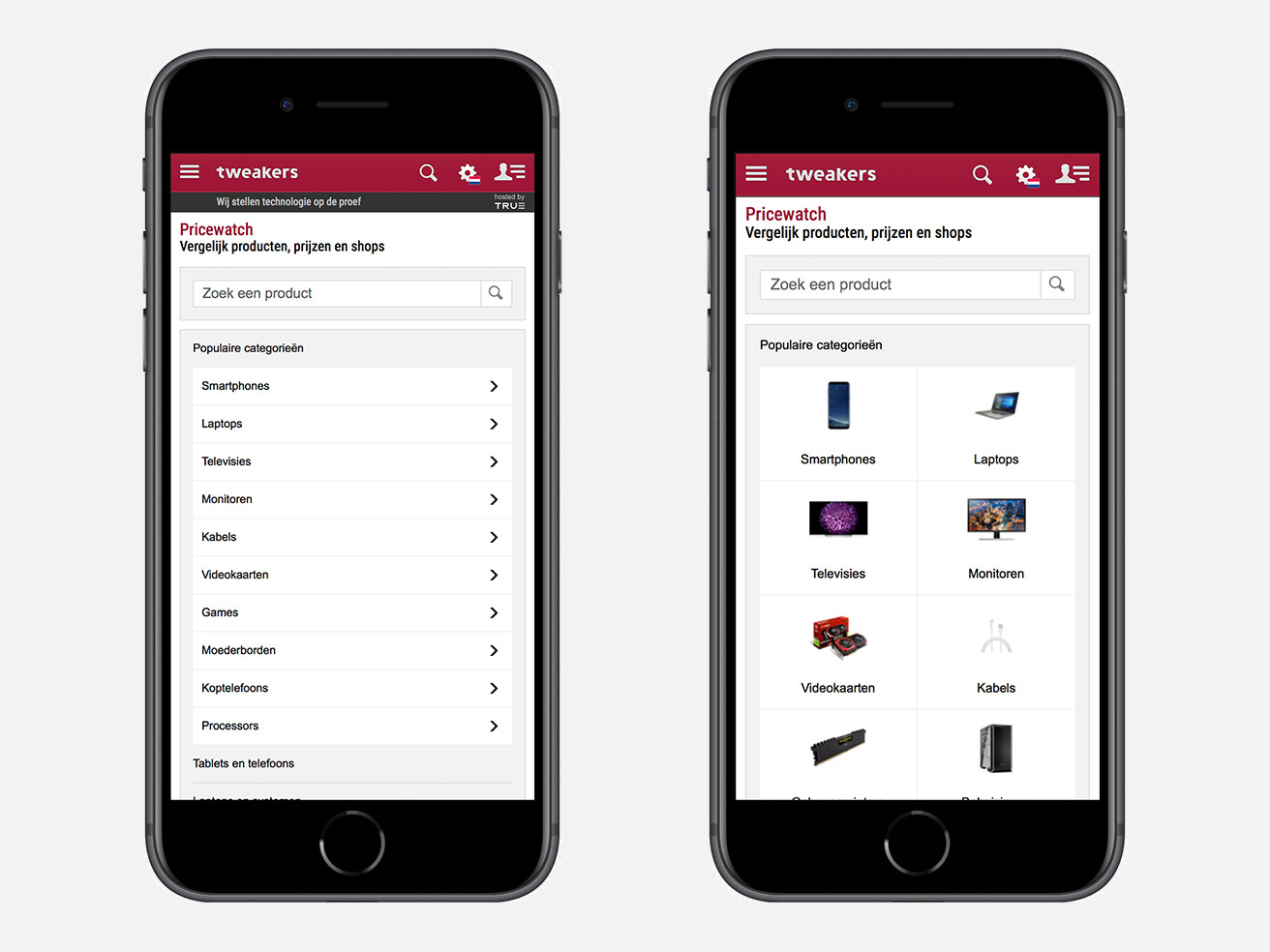 Categoriebrowser mobiel