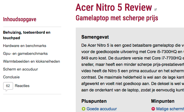 Fixed inhoudsopgave
