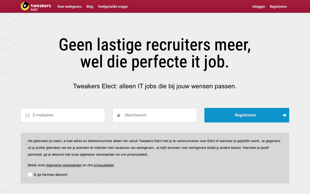 Tweakers Elect homepage